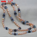 Wholesale Fashion Natural Pink Baroque Pearl Necklace Jewelry with Crystal